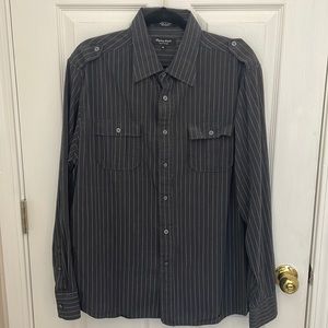 Men’s Eighty Eight Platinum Button Down Pinstriped Shirt Sz XL